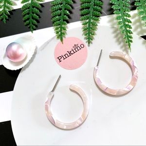 Pink Tone Simple Ring Acrylic Earrings